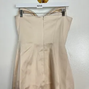 HOUSE OF CB Ariella Satin Crystal Embellished Bow Dress in Ivory Size Small thumbnail 11