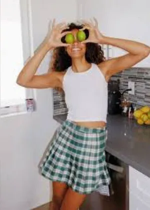 Urban Outfitters UO Plaid Green Mini Skirt Large thumbnail 1