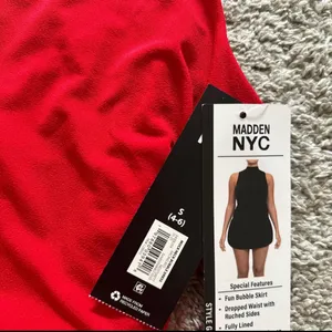 Madden NYC Red Sleeveless Mock-Neck Ruche Dress thumbnail 8