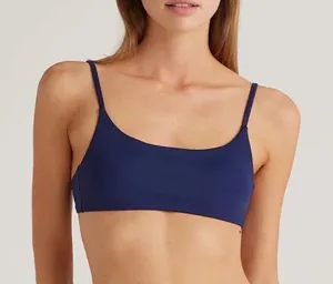 NWT Quince Deep Navy Italian Scoop Neck Bikini Top Size Medium thumbnail 1