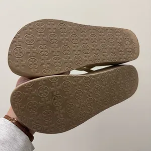 Tory Burch Beige Thin Wedge Logo Platform‎ Thong Flip Flops 10 thumbnail 4
