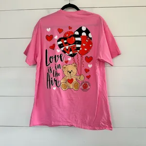 Simply Southern Women’s Large Pink Love is in the Air Tee Teddy Bear thumbnail 3