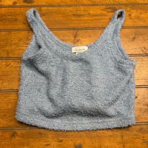 If‎ It Were Me Fuzzy Crop Tank Top Blue M Medium Cozy Lounge Wear thumbnail 1