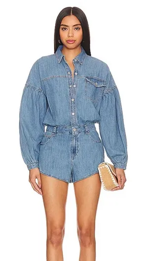 Free People We The Free Zodiac Denim One Piece Romper thumbnail 1
