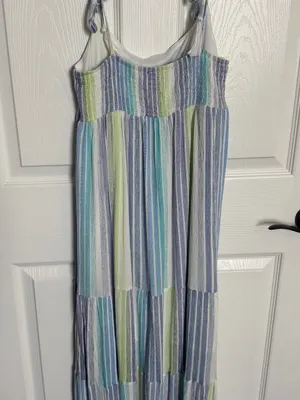 In The Beginning Los Angeles Striped Layered Tie-Shoulder Maxi Dress Small thumbnail 4