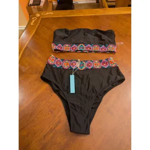 Live Life On The Beach Bikini Bottom Set Black Large High Rise Beach NWT thumbnail 3