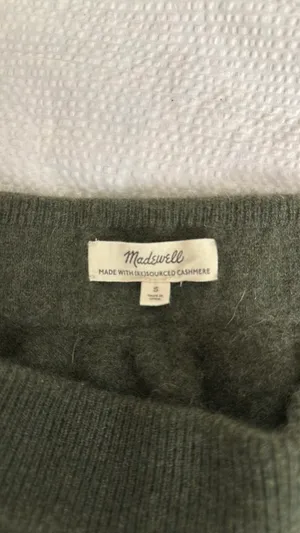 Madewell (Re)sourced Cashmere Allendale Sweater Pants Sz S Olive thumbnail 4