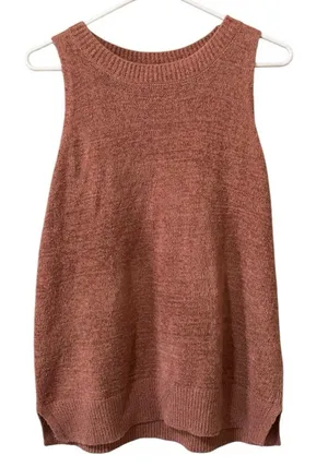 Old Navy Women Size Medium Sleeveless Knit Sweater Vest Slit Sides‎ High Neck thumbnail 1