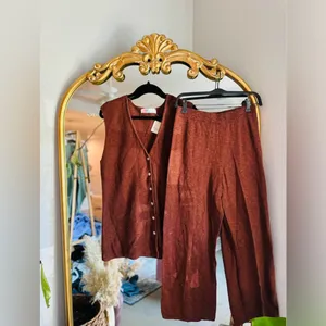 Free people Stockton brown knit sweater vest set nwt small thumbnail 3
