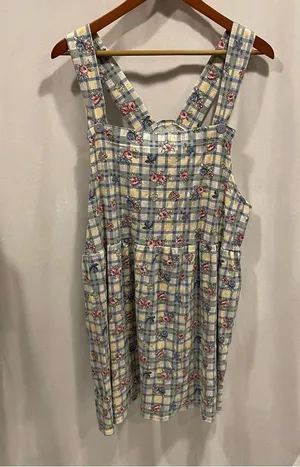 Cute vintage 80’s cottagecore granny floral windowpane jumper skirt mini thumbnail 1