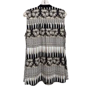 Alfani Blk/Gray Tie‎ Dye/Dots Chiffon Sleeveless Button Up Blouse Size 12 Boho thumbnail 4