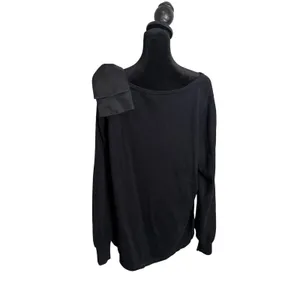 Coquette Black‎ Bow Shoulder Knit Sweater XL Balletcore Romantic Knit Top thumbnail 5