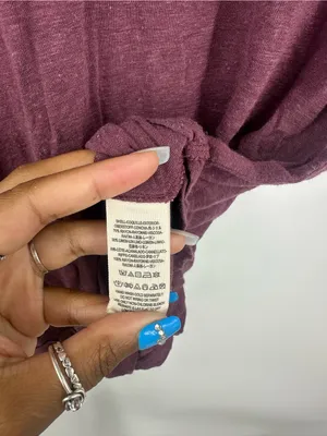 Free People Plum Ringer Shirt Size Small Boho V Neck thumbnail 7