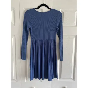 Altar'd‎ State Ribbed Keyhole Fit Flare Mini Dress Womens Size M Blue Boho Knit thumbnail 5