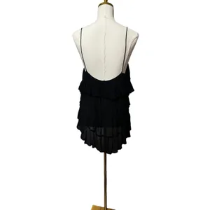 Free People Intimately Black Tiered Ruffle Cami Tank Top Size Medium thumbnail 3