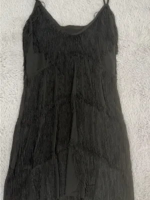 Black Fringe Slip Mini Dress - Women thumbnail 1