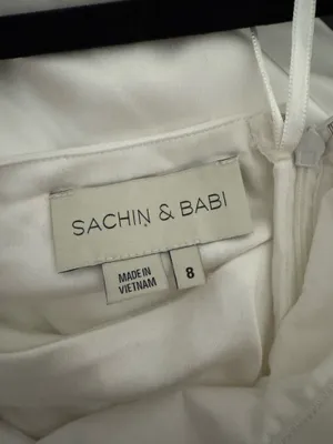Sachin & Babi Aubrey Strapless Dress White Satin thumbnail 5