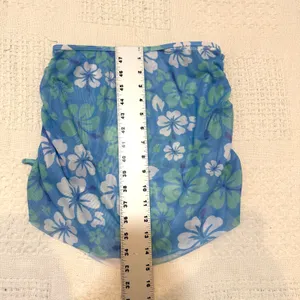 XS S hibiscus floral sheer mesh stretch ruched swim cover skirt SW2 3512 thumbnail 2