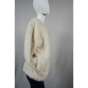 H&M Off White Poodle Fur Open Style Fuzzy Coat Size 8 (M) thumbnail 2