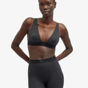 Skims Women's Soot Cotton Rib‎ Plunge Adjustable Bralette Size L NWT thumbnail 7