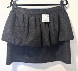 Zara Size-XL Mini Skirt Black Jacquard Puffy Layer‎ thumbnail 1