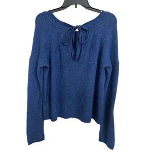 Abercrombie & Fitch Blue Fuzzy Sweater Medium Bow Tie Back Cozy Comfy Casual thumbnail 2