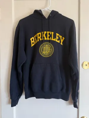 Champion Navy Berkeley Pullover Hoodie with Gold Lettering thumbnail 1