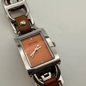 Chic Vintage Michael Kors MK-2034 Chainlink Watch - Orange Dial New Battery thumbnail 5