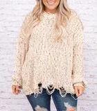 JODIFL Distressed Knit Colorful Sweater thumbnail 1