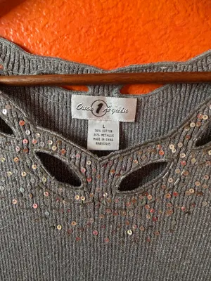 Once 1 Again Blouse Gray Size L thumbnail 6