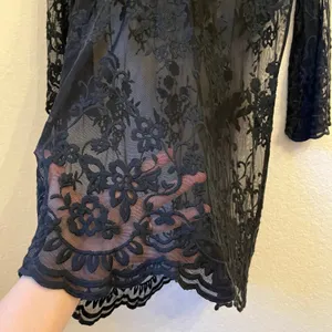 XCVI Sheer Mesh Lace Tunic Top‎ Dress XS Bell Sleeves Dark Romantic Whimsigoth thumbnail 7