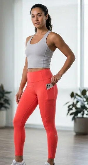 Lululemon Speed Up High-Rise Tight Women Size 8 Red Pockets LW5ATSS Full Length thumbnail 1