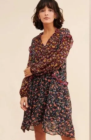 Anthropologie Sheer Floral Flowy Dress size Medium thumbnail 1