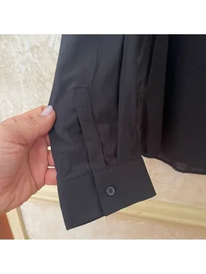 Mango viscose button down long sleeves shirt feather lightweight Black Sz 12 thumbnail 4