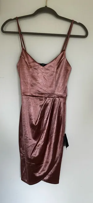 NWT Lulus Forever Your Girl Mauve Pink Satin Mini‎ Dress Size XS thumbnail 1
