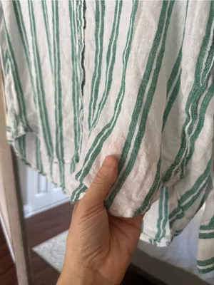 RAILS Green And White Striped Button Down Linen Blend Blouse Size Medium thumbnail 2