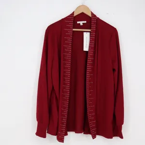 Notations Cardigan Womens 1X Wine Red Studded Open Front NEW thumbnail 2