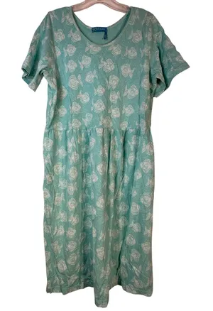 Fresh Produce Teal Fish Print Cotton Midi Dress ASDRISF 21187 Aqua Medium‎ thumbnail 1
