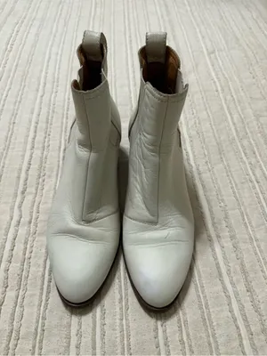 rag & bone White Leather Chelsea Booties with Stacked Heel Size 37 thumbnail 3