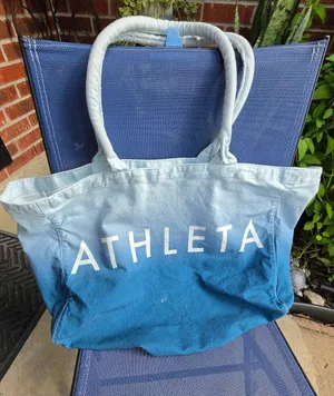 Athleta Blue Ombre Canvas Tote Shopping Bag thumbnail 1