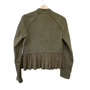 Free People Peplum Military Olive Green Ruffled Hem Double Breasted Jacket XS thumbnail 14