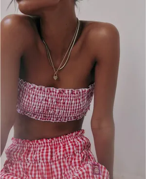 Free People Seersucker Smocked Bandeau thumbnail 1