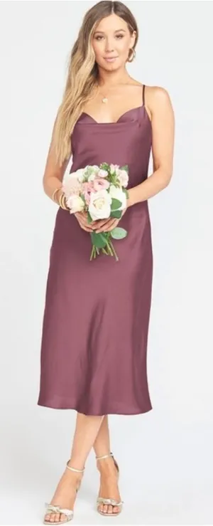 Show Me‎ Your Mumu NWOT Verona Cowl Dress Plum Satin Deluxe Size Small thumbnail 1