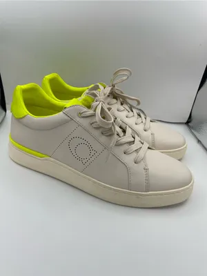 Coach lowline low top leather women’s sneakers G5040 light beige/neon green thumbnail 2