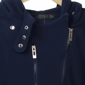Doublju Fitted Zip-Up Hooded Moto Vest Blue NEW thumbnail 7