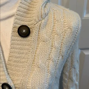 Aeropostale Large Vintage Y2K Cream Hooded‎ Ramie-Blend Knit Cardigan Sweater thumbnail 2