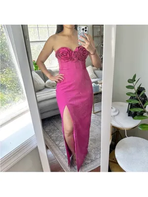 Monique Lhuillier Stella Rosette Strapless Dress thumbnail 7