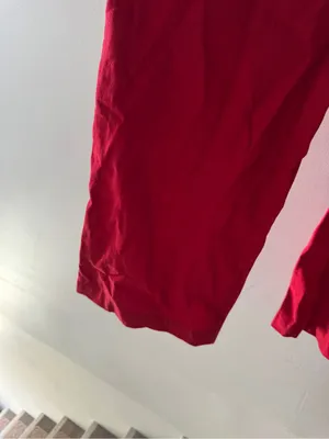 Abercrombie & Fitch Tie Front Red Jumpsuit Smocked Back Wide Leg thumbnail 4