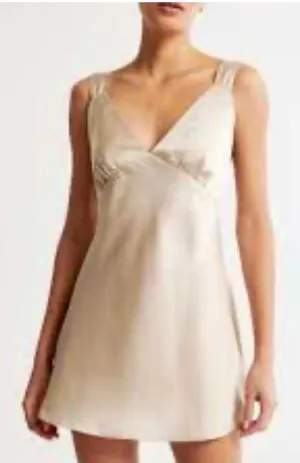 Abercrombie and Fitch Sleep Silk-Blend Ivory Chemise Nightdress Medium NWT thumbnail 1