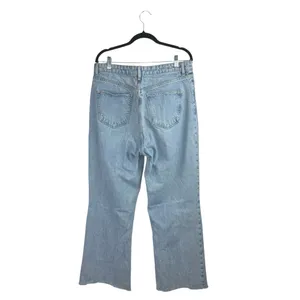 Zara Women's Blue High Waist Distressed Frayed Hem Straight Denim Jeans Pants 12 thumbnail 2